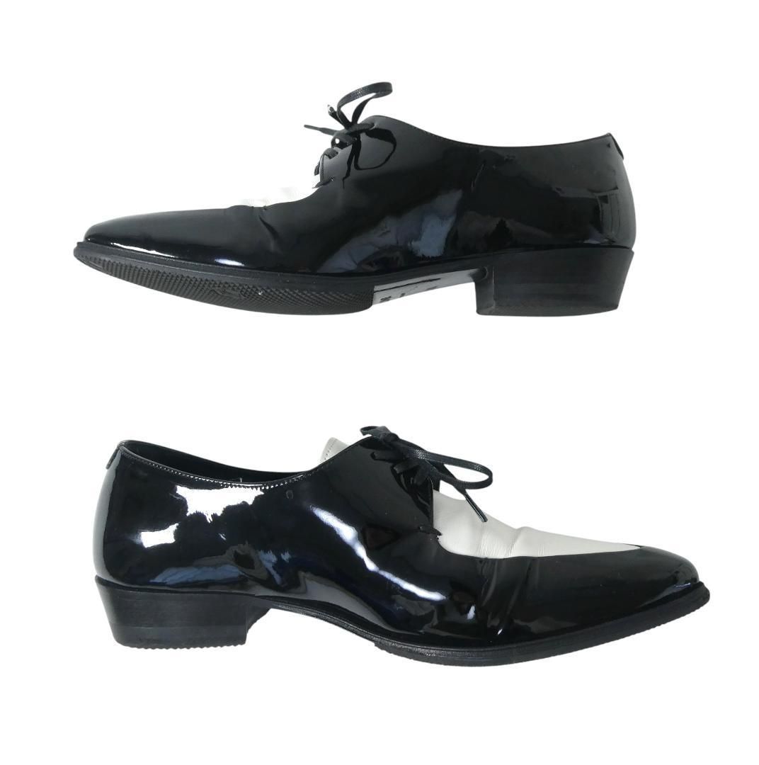 極美品 CELINE セリーヌ サイズ34.5 約21.5㎝ バイカラー エナメル