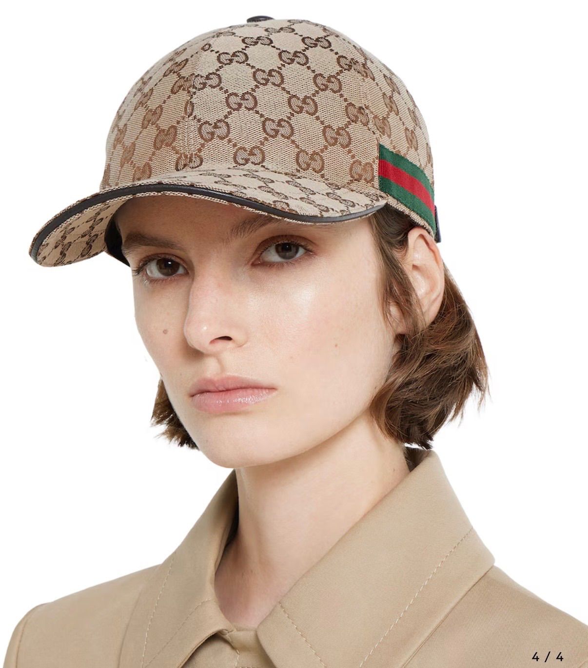 レディース GUCCI ウェブストライプ付きGGキャンバスベースボールキャップ