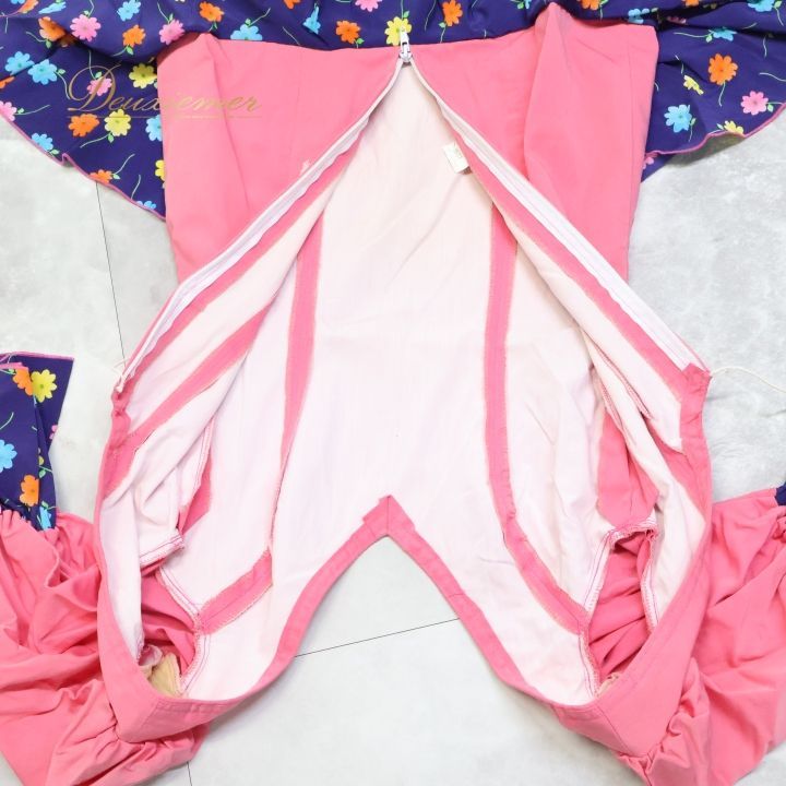 フラメンコ 衣装 ワンピース ドレス ピンク 紺 花柄 MATY ボランテ