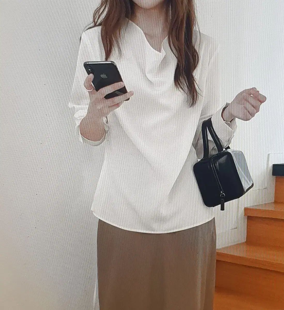 海外配送 シック リボン紐 シャツ ブラウス