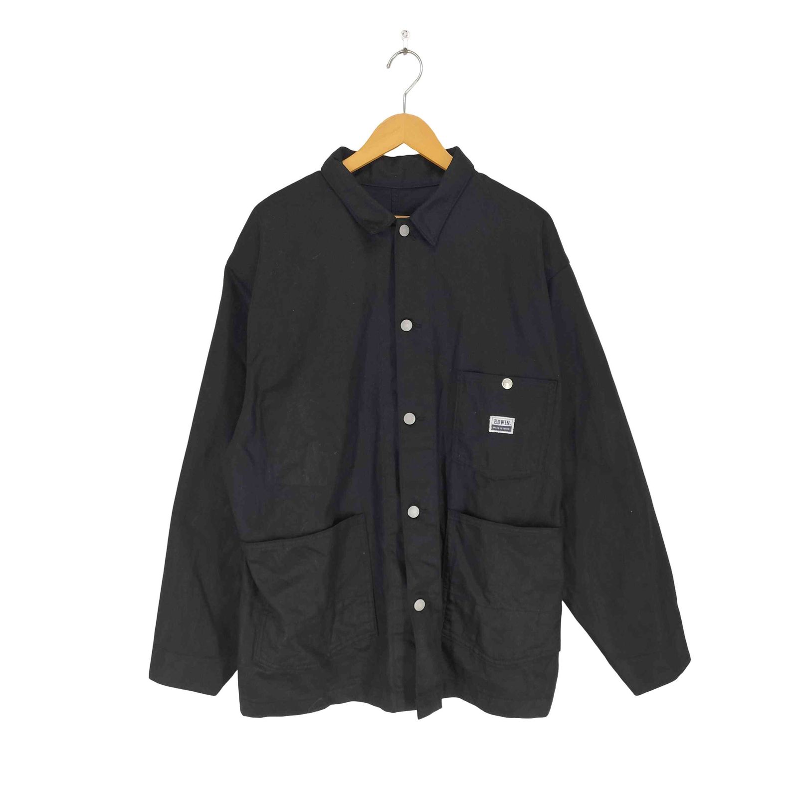 エドウィン EDWIN MADE IN JAPAN COVERALL ブラックデニムカバーオールジャケット メンズ XL