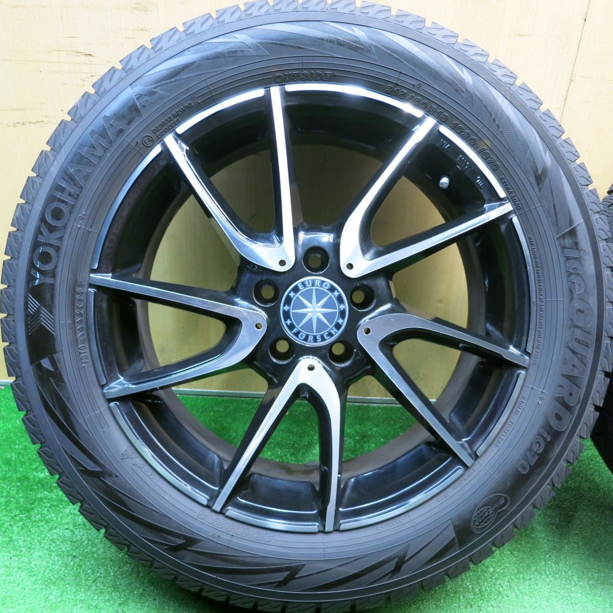  バリ溝 23年 キレイ ほぼ10分 ベンツ 等 EURO FORSCH H 844 215 60 R 18 スタッドレス ヨコハマ アイスガード iG 70 ユーロフォルシュ 18インチ PCD 112 5 ス 18インチ タイヤ ホイールセット