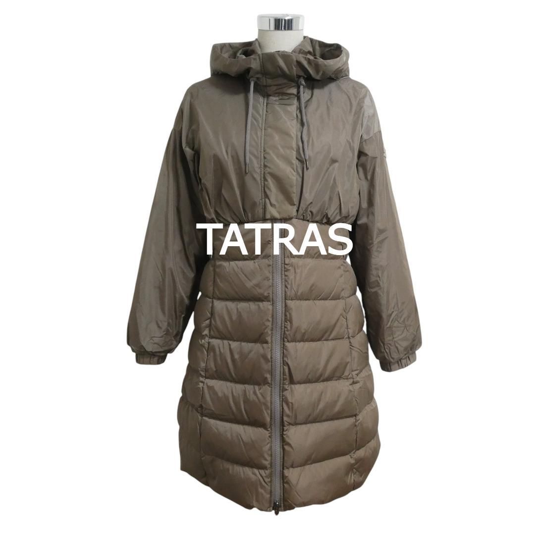 TATRAS タトラス サイズ1 DAUGAVA ダウガヴァ ロゴ フード フルジップ ロング丈 ダウンジャケット ダウンコート 茶 ブラウン レディース