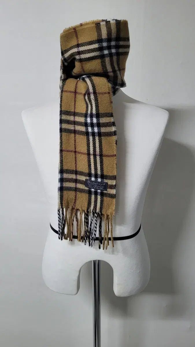 Burberrysバーバリー90 sヴィンテージ キャメルベージュ CHECK ラムウール マフラー