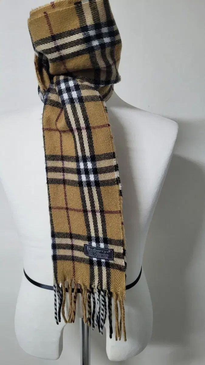 Burberrysバーバリー90 sヴィンテージ キャメルベージュ CHECK ラムウール マフラー