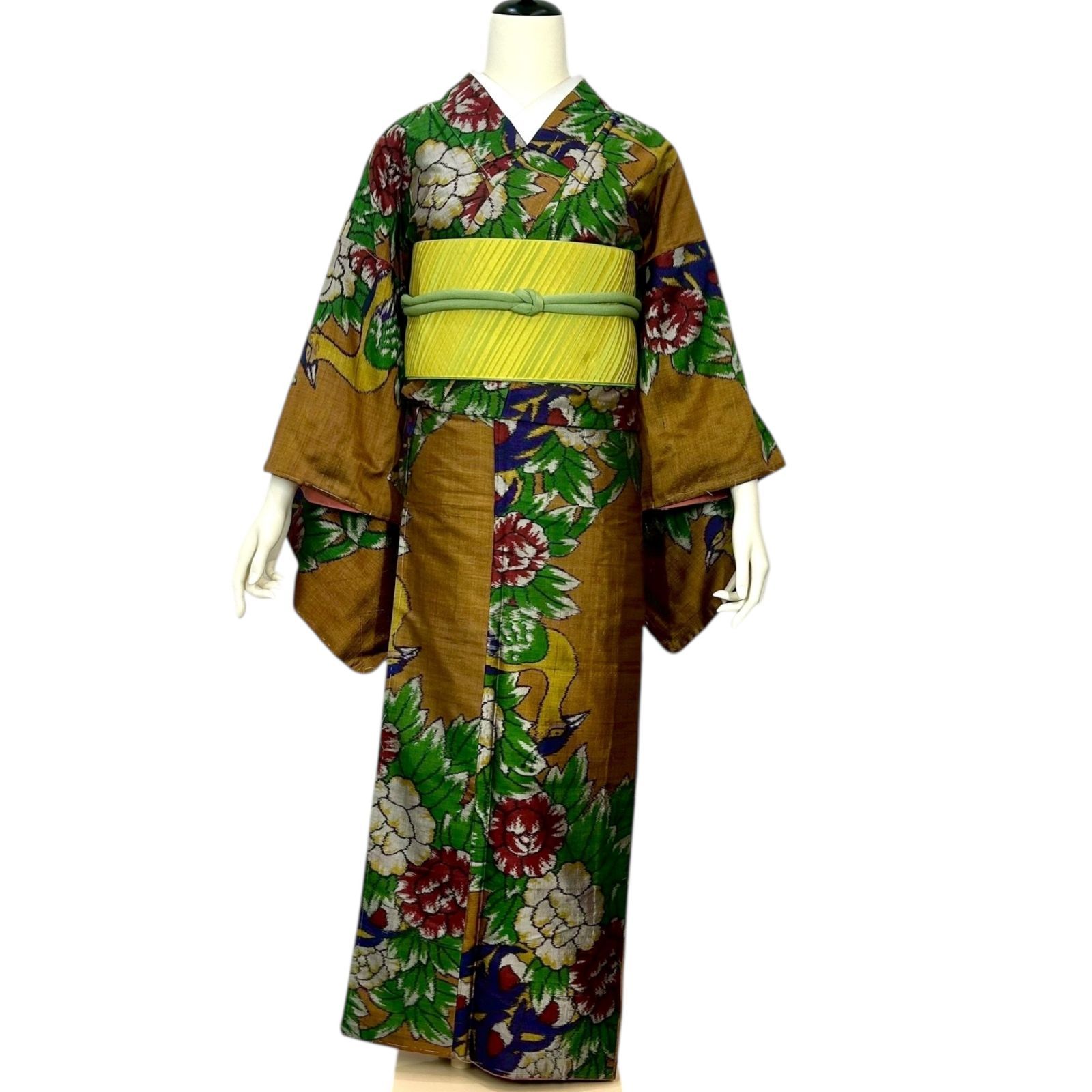 銘仙　セミアンティーク　着物 銘仙 セミアンティーク着物 正絹 レトロ着物 - メルカリ