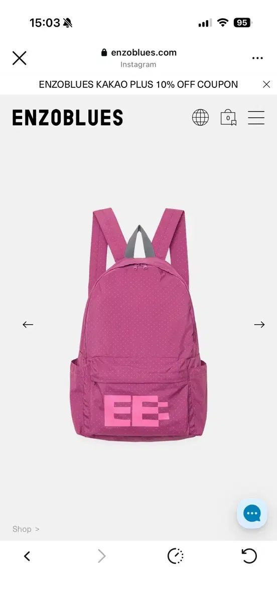 ENZO BLUES ドット ベーシック バックパック ピンク