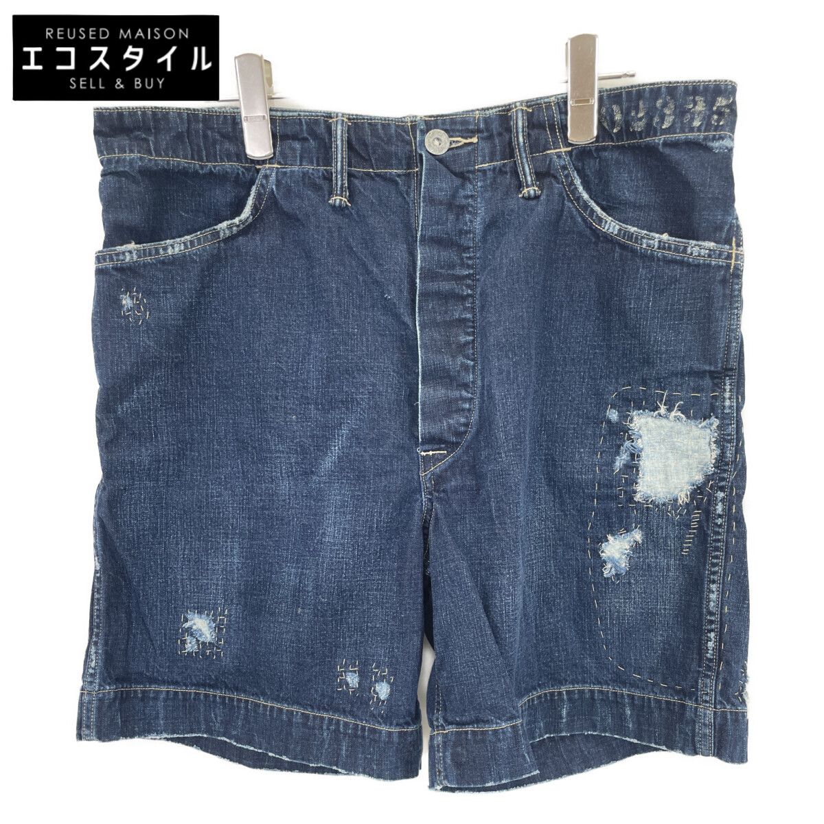 RRL ダブルアールエル ｲﾝﾃﾞｨｺﾞ ｽﾃﾝｼﾙ 刺し子 ｼｮｰﾂ 32 - メルカリ