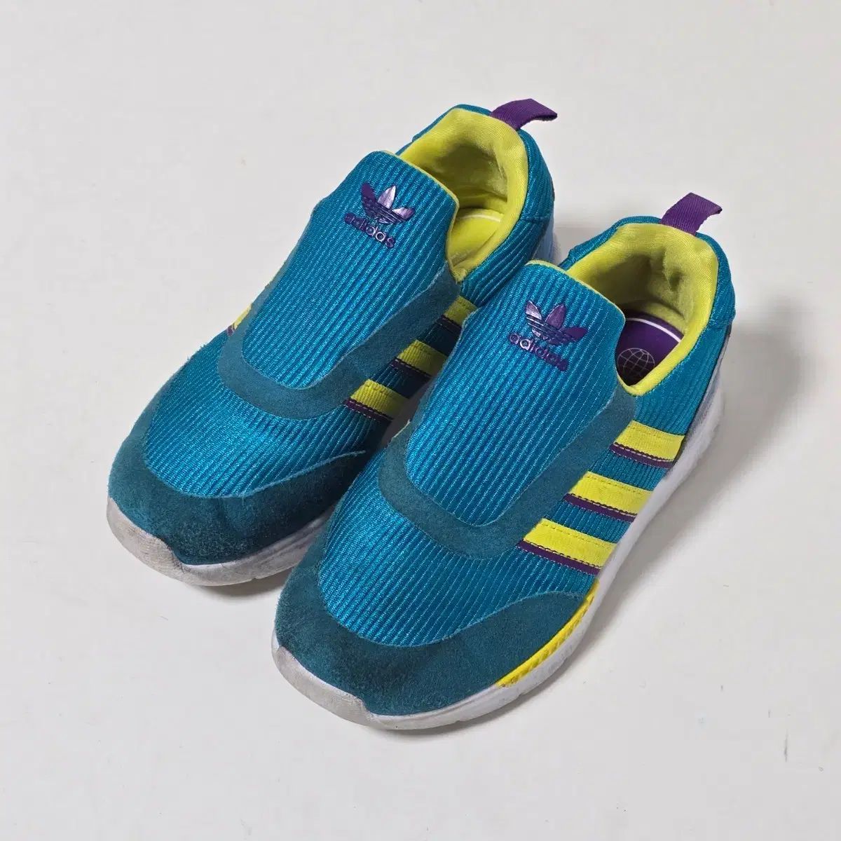 アディダス キッズ ZX 360 C アクア イエロー スリッポン スニーカー