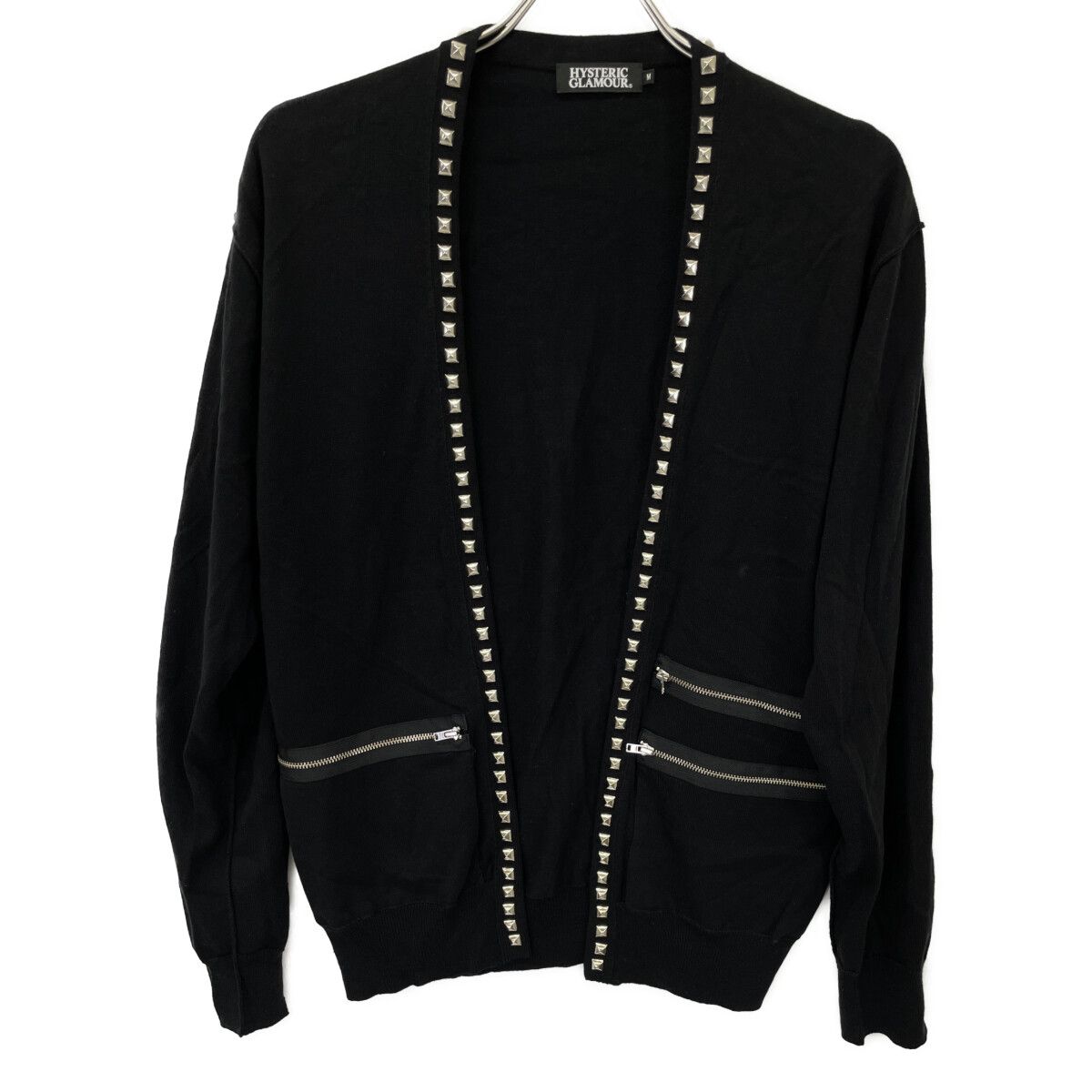 HYSTERIC GLAMOUR ヒステリックグラマー 02182ND02 ﾌﾞﾗｯｸ ｽﾀｯｽﾞ ｺｯﾄﾝ 