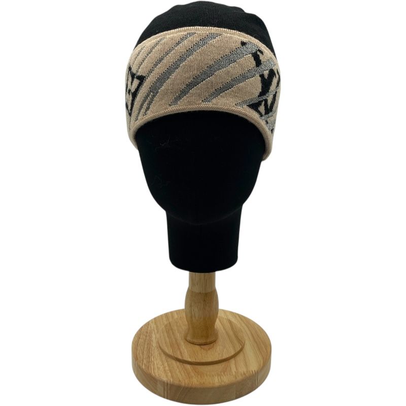 ルイ ヴィトン LOUIS VUITTON LVロゴニットキャップ M 70446 ベージュ ブラック ウール メンズ その他ファッション雑貨