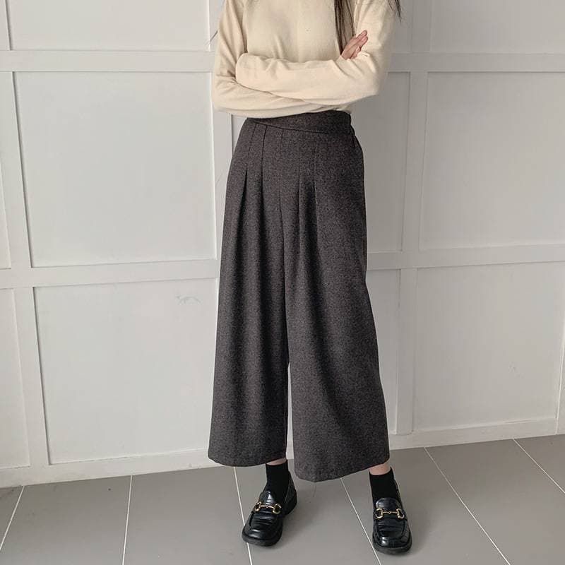 ワイドパンツ レディース 即 OK ガウチョパンツ チェック柄 秋冬 パンツ ワイド ガウチョ 大きいサイズ 9分丈 ボトムス 冬 ボリューム ハイウエスト ウエストゴム ゆったり シルエット 大人 暖かいchaoliu 601