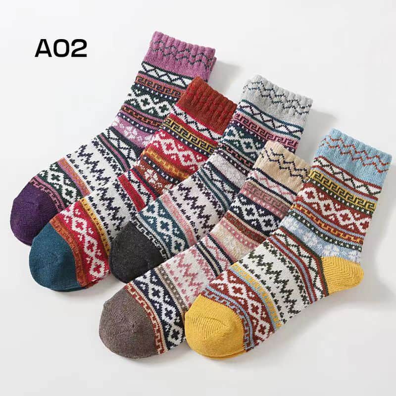  靴下 レディース 即 OK あったか ソックス ジャガードソックス 冷え症 暖かい やや厚手 超厚手 秋冬用 ５足セット おしゃれ 綿hengz 01 ソックス レッグウェア