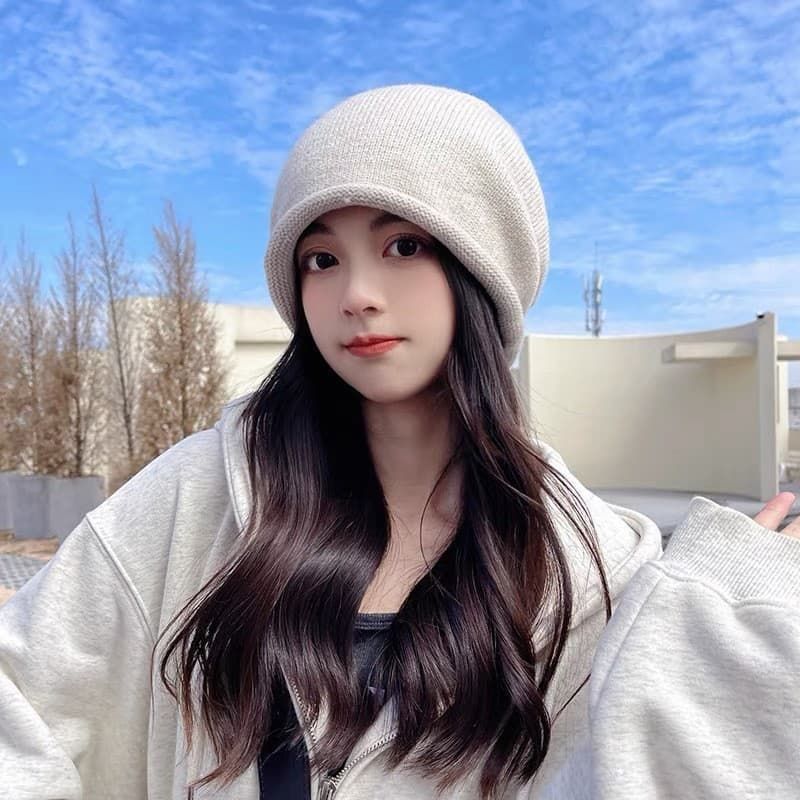 ニット帽 即 OK レディース 秋冬 調節ロープ付き 可愛い小顔 耳までまん丸と包む ニット帽子 大きいサイズ 小顔効果 軽くて暖beibei 10