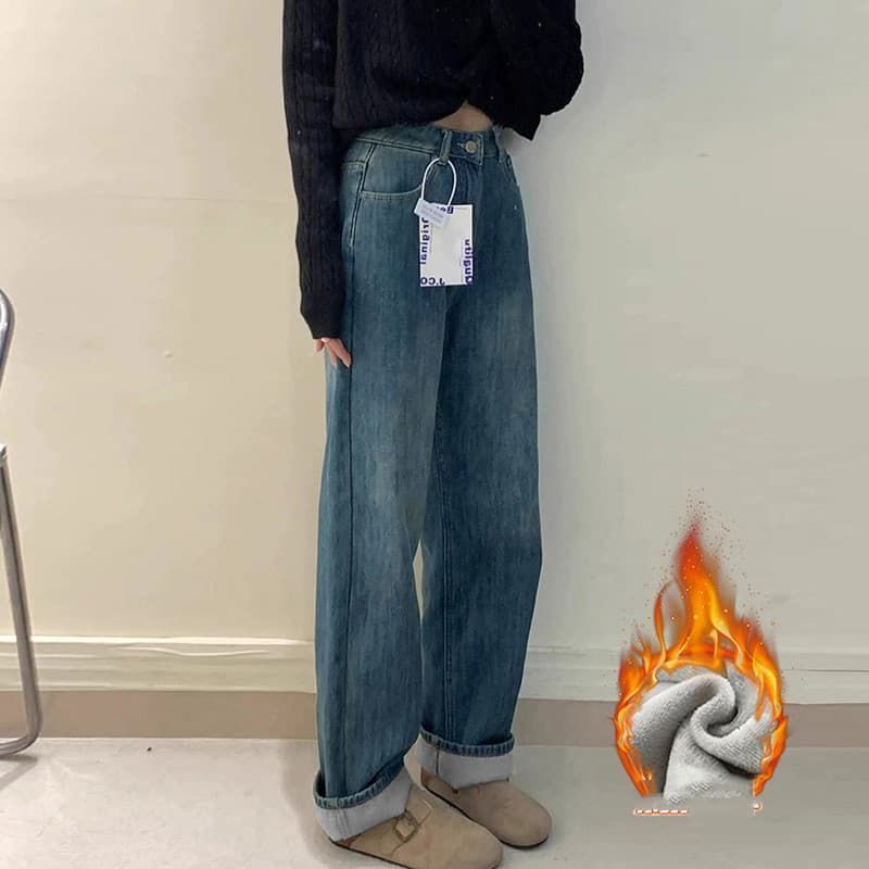暖かい裏起毛 ワイドパンツ デニムパンツ ♥ 裏起毛 レディース ワイドデニムパンツ ガウチョパンツ 体型カバー ゆったり ズボン ジーンズ ジーパン 美脚 ハイウエスト 厚手 おしゃれ 可愛い あったか hanniu 47