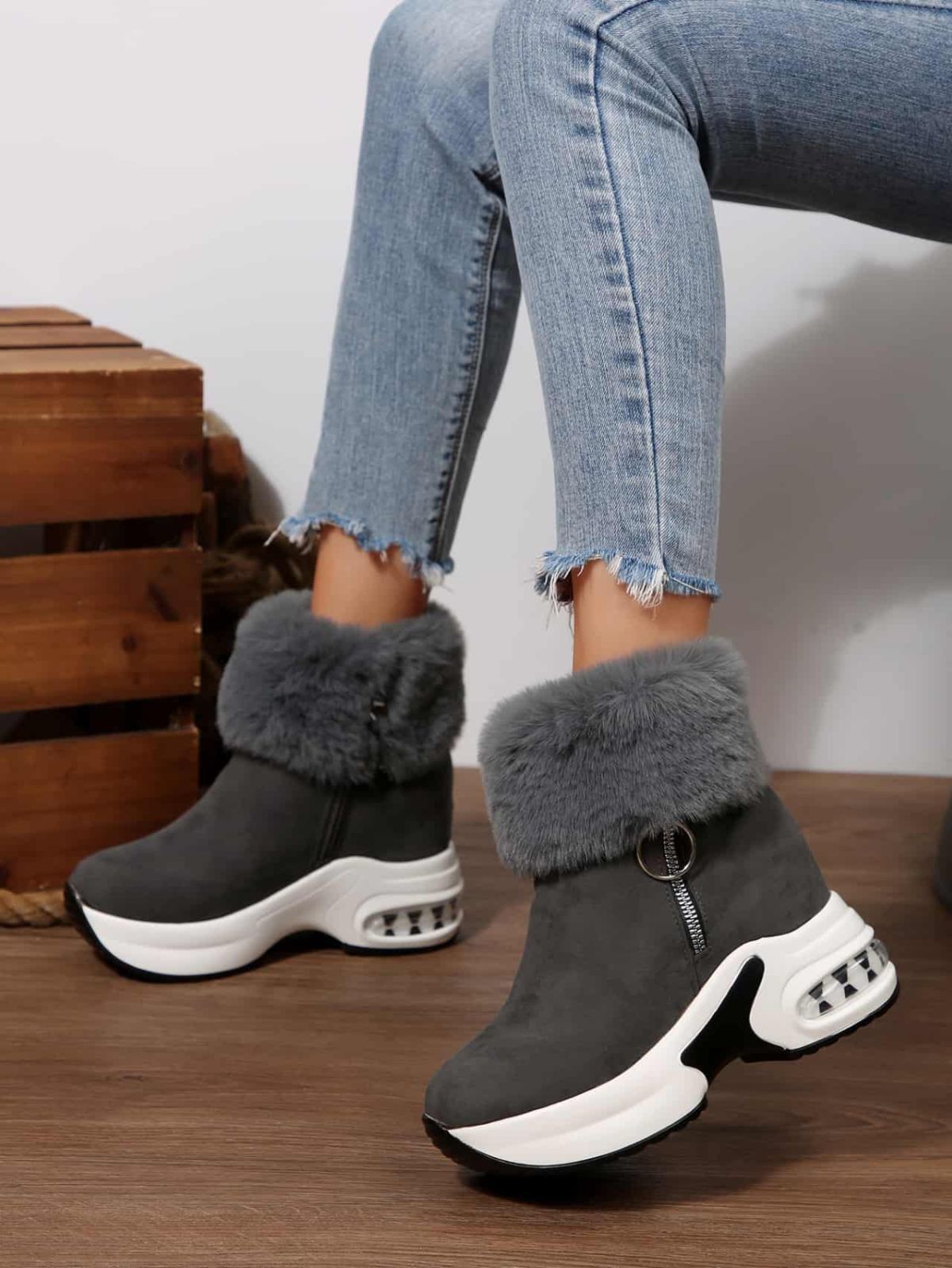 厚手ブーツ サイドファスナー