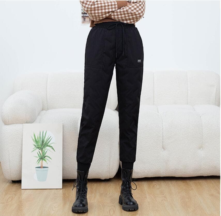  ダウンパンツ ♥ レディース 90 ダウン 超軽量 大きいサイズ ジョガーパンツ スッキリ美脚 ロングズボン 防寒パンツ 暖ズボン トレッキングパンツ ハイウエスト 紐付き 保温性 防風撥水 暖かい 秋冬用 yujiao 01 ダウンパンツ ボトムス