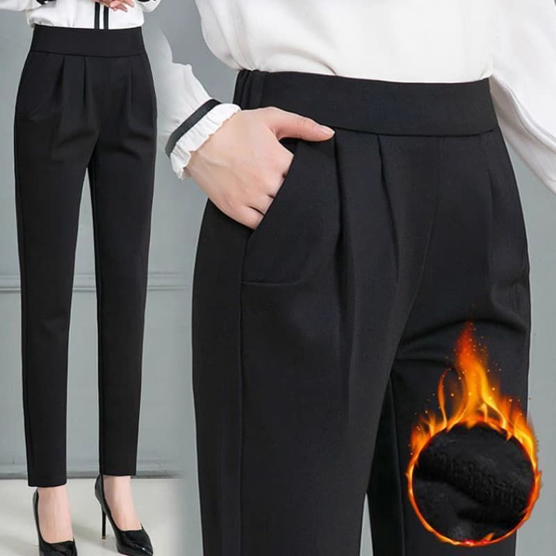 テーパードパンツ ♥ 裏起毛 サルエルパンツ レディース スラックス 秋冬 防風 あったか 暖かい 作業着 スーツパンツ ビジネスパンツ通Ｗ金 通学 ボトムス イージーパンツ ウエストゴム ゆったxinling 06