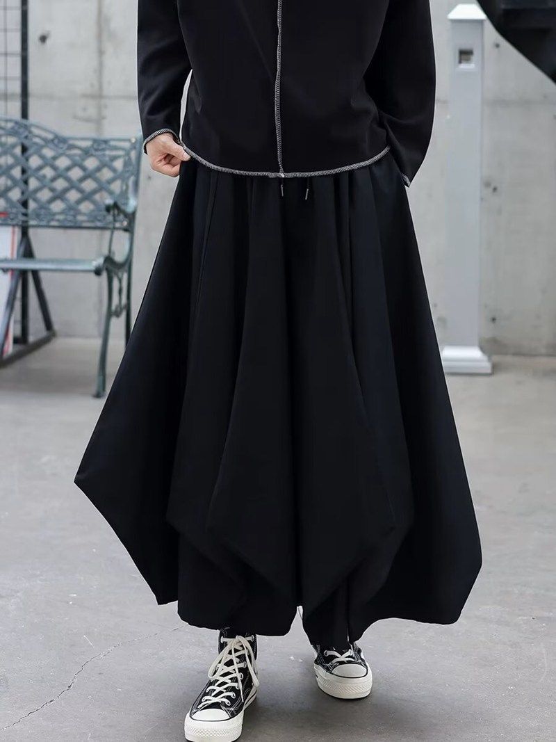バルーンパンツ 即 OK ガウチョパンツ スカーチョ ワイドパンツ ワイドシルエット アシンメトリー イージーパンツ オーバーサイズ 個性的 ボトムス 無地 レディース メンズ 袴パンツ ユニセックス モード系 ストリート系 原宿系 songlin 20