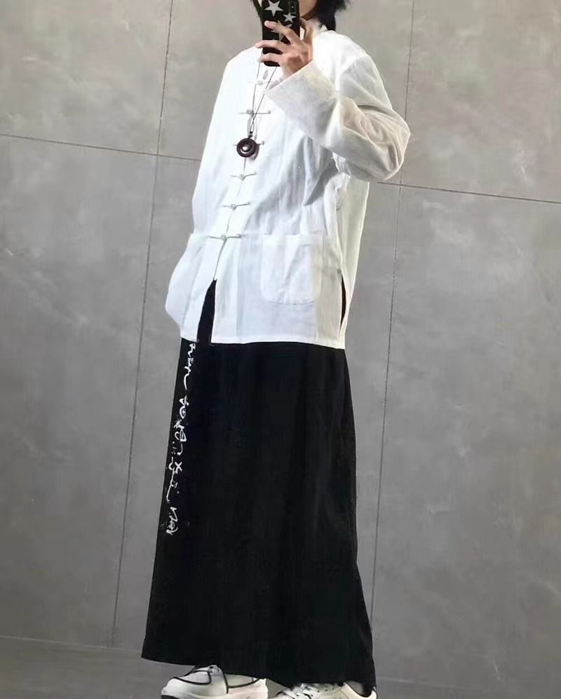  袴パンツ メンズ ♥ ワイドパンツ 大きいサイズ 黒 モード系 原宿系 ビッグシルエット ゆったり レディース スカート風 ウエストゴム ゴム入り 春服 秋 プレゼント ストリート ファッション songlin 23 ワイドパンツ イージーパンツ パンツ