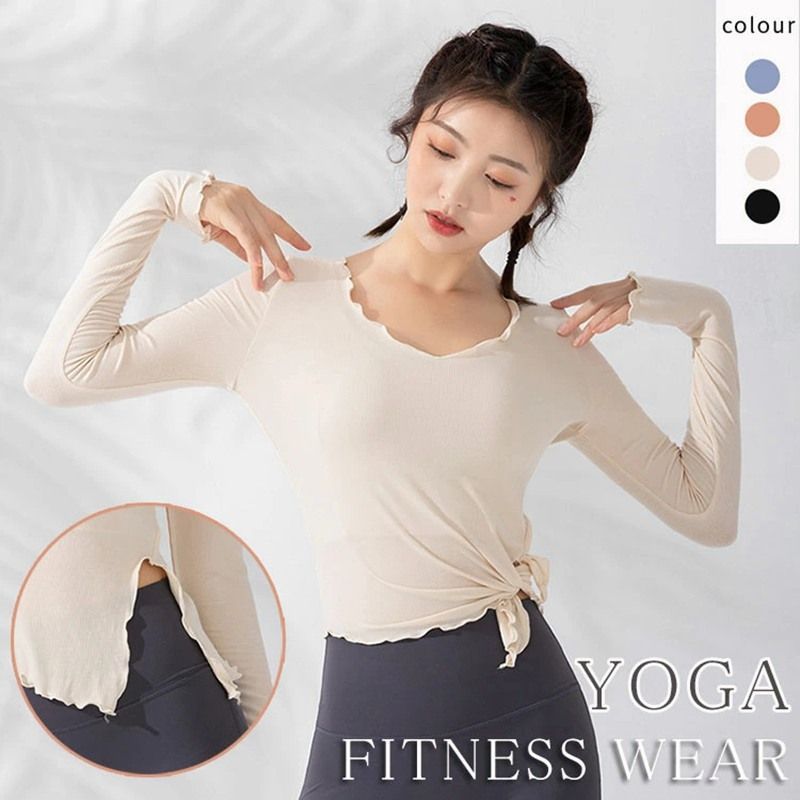 レディース ヨガ服 即 OK ヨガウェア シャツ スポーツウェア 長袖 運動 訓練 バレエ ダンス 練習用 ウォームドライ プルオーバー ジムウェア フィットネス 体操 ランニング ウォーキング 無地 着痩せ S M L hyxz 100