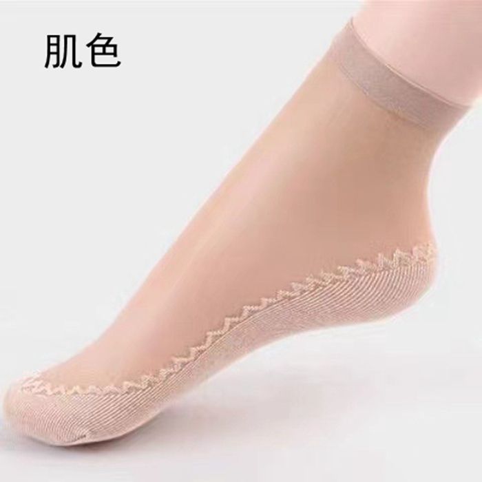 ソックス ♥ ストッキング 靴下 シースルー レディース ショート丈 透け感 スーツ ショートストッキング 足裏 つま先 踵 補強 滑りにくい パンプス 靴下5足セットwanpin 01