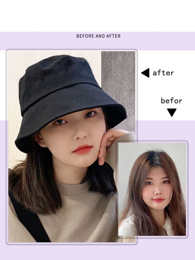 帽子付きウィッグ ♥ ボブ バケットハット 毛付き帽子 ストレート オールシーズン 医療用 かつら かつら付き ウィッグ付き 髪付き ナチュラル 帽 コスプレ ヘアチェンジ yahu 10