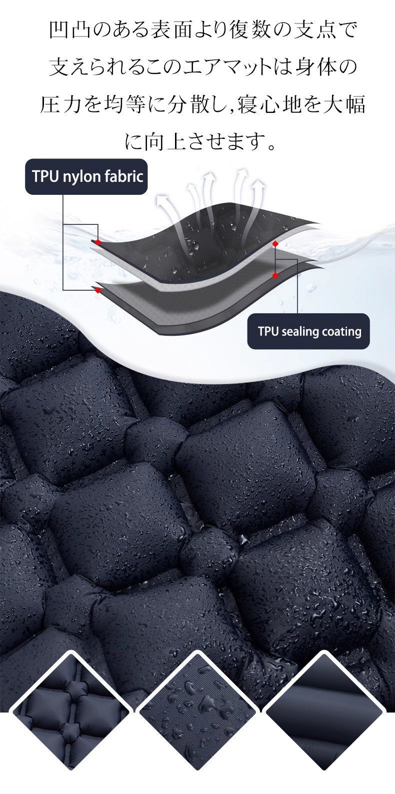 エアーマット キャンプ マット 枕付き お花見に 足踏み式 無限 車中泊 防災 厚手 超軽量 コンパクト 防水 寝袋 持ち運び便利 簡単収納 災害 登山 テント用 キャンプ用品 災害マット 防災対策にも! DZ 10 beijix 01