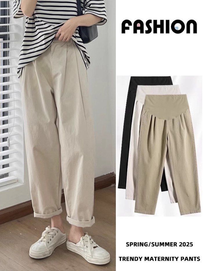 テーパードパンツ マタニティ パンツ レディース ボトムス ズボン チノパン ロングパンツ タック ガウチョパンツ 美シルエット 無地 九分丈 体形カバー 大きいサイズ ゆったり 着痩せ シンプル ゆる感 大人 カジュアル shendian 01