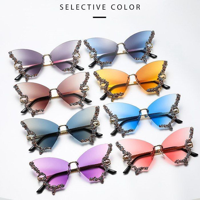 レディース サングラス バタフライ ハンドメイド ダイヤモンド 伊達メガネ インレイ トランスペアレント カラー ウェーブ レッグ ヨーロッパとアメリカの大型フレーム レトロ ハイエンド フィーリング