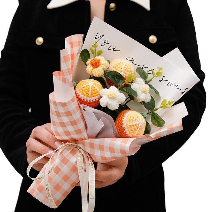 ニットブーケ かぎ針編み 果物 ミニブーケ 手作り花 フラワー 造花 可愛い 花束 毛糸 子供 カラフル 飾り 手つくり ギフト プレゼント 卒業式 お祝い 敬老の日 バレンタイン 贈り物 枯れない花yunyi 05