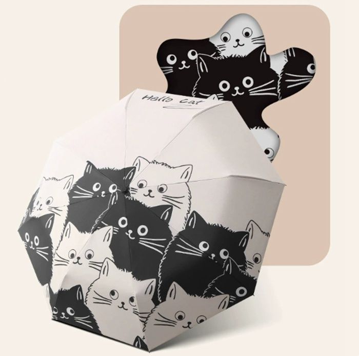 かわいいカートゥーン子猫自動傘 防水ポンジー生地 8本骨 スチール＆カーボンファイバーフレーム UVカット 強化プラスチックハンドル付き カジュアルスタイル用 xzzhang 165