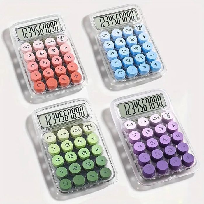 電卓 おしゃれ 12桁 計算機 機械式 かわいい 丸ボタン グラデーション LCDディスプレイ 滑り止め 学生向け コンパクト 持ち運び便利 簿記 日常 オフィス 家庭 学校用 事務用品 電子文具 雑貨 小物 jjby 01