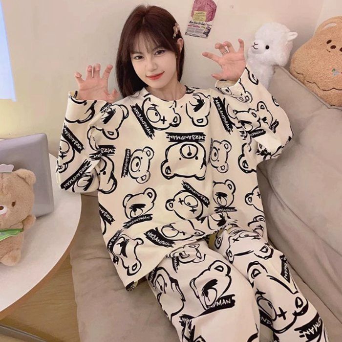 パジャマ レディース ルームウェア 部屋着 カップル 春 長袖 秋 長ズボン 無地 可愛い スムース 上下セット プレゼント お洒落 xzzhang 184