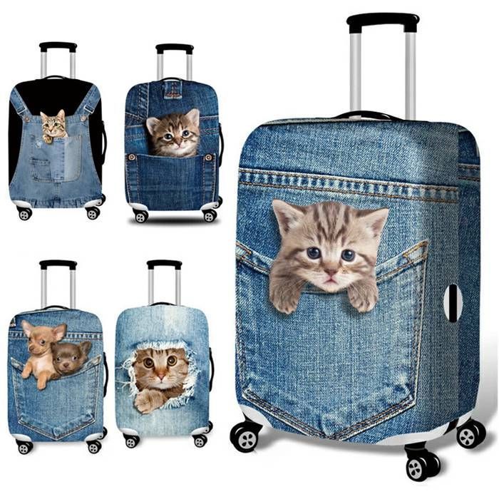 スーツケースカバー キャリーカバー 18?28インチ対応 キャリーバッグカバー キャリーケースカバー ラゲッジカバー 猫柄 犬柄 スーツケース カバー 伸縮素材 防塵カバー 傷防止 キズから保護 旅行 出張 卒業旅行xzzhang 170