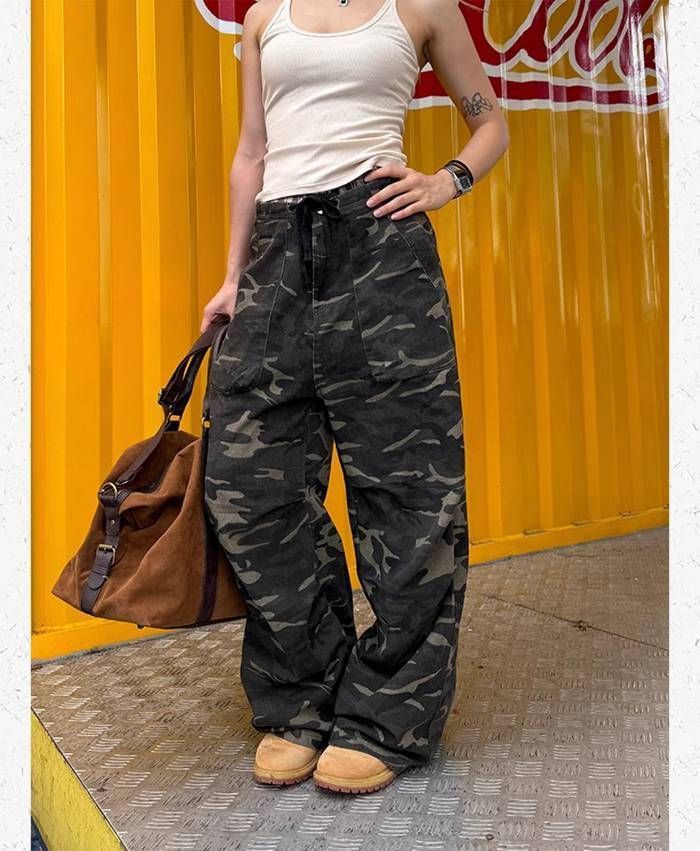 カーゴパンツ迷彩パンツ レディース 長ズボン ゆったり ワイドパンツ ヒップホップ かっこいい 無地 ハイウエスト シンプル 作業着 ワークパンツ オーバーサイズ ルーズ ズボン おしゃれ かわいい ダンス 衣装 qingshek 19 ワークパンツ カーゴパンツ パンツ