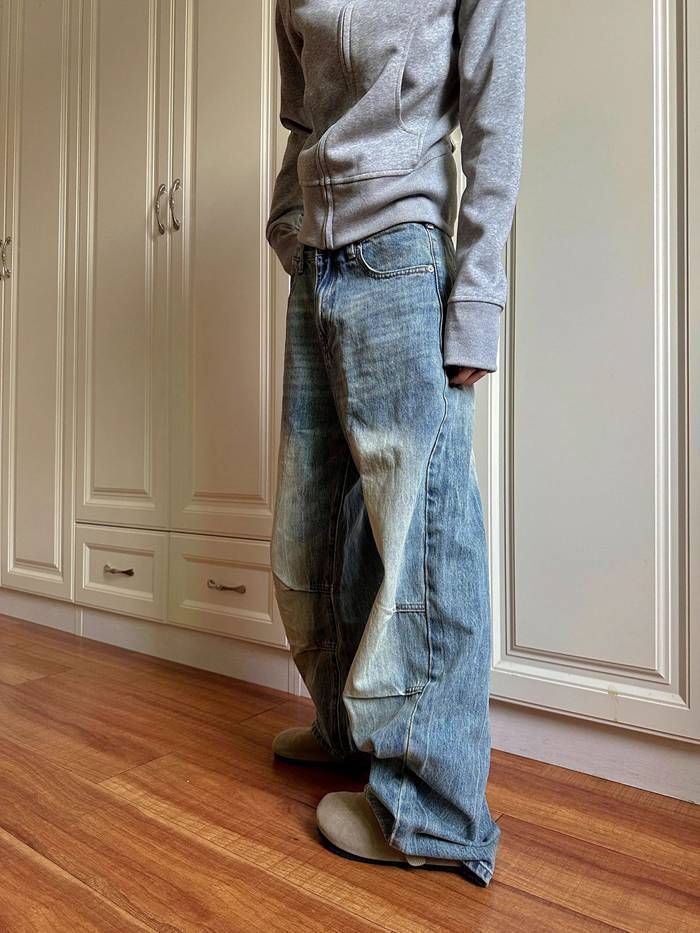 デニムパンツ レディース デニム ダンス衣装 ヒップホップ ワイドパンツ ゆったり ジーンズ ワイドデニム ボトムス 大きいサイズ 体型カバー バレルレッグ イージーパンツ 美脚 着回し 韓国服 qingshek 02