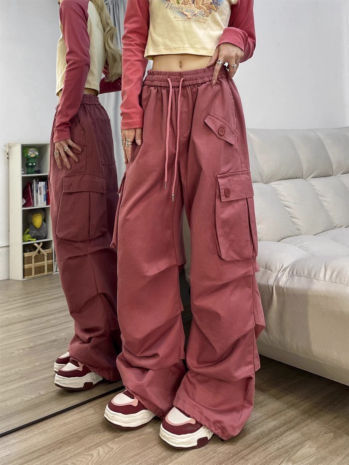  カーゴパンツ レディース 長ズボン ゆったり ワイドパンツ ヒップホップ かっこいい 無地 ハイウエスト シンプル 作業着 ワークパンツ オーバーサイズ ルーズ ズボン おしゃれ かわいい ダンス 衣装 qingshek 03 ワークパンツ カーゴパンツ パンツ