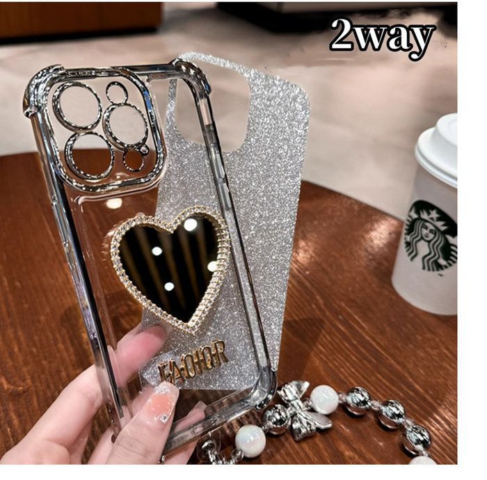 iphone 17 スマホケース 16 ケース 15 14 13 鏡付き レディース 大人 キラキラ ハート 軽量 かわいい 耐衝撃 韓国 qicaimeigui 02 DZ 20