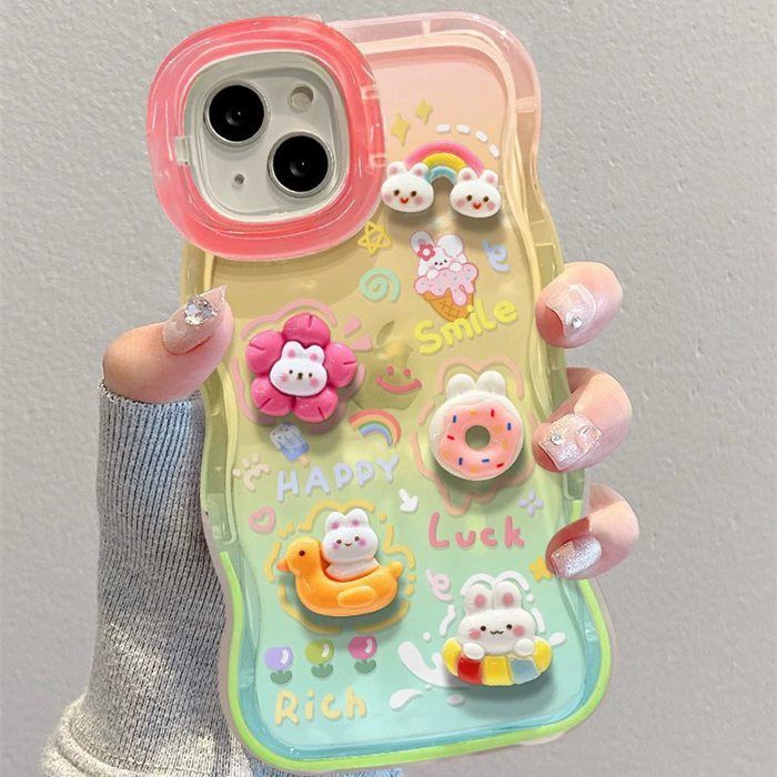 iPhoneケース スタンド機能付き iPhone 16 15 14 ケース12 pro 保護 耐衝撃 かわいい グラデーション 虹色 プレゼント yilufafa 01