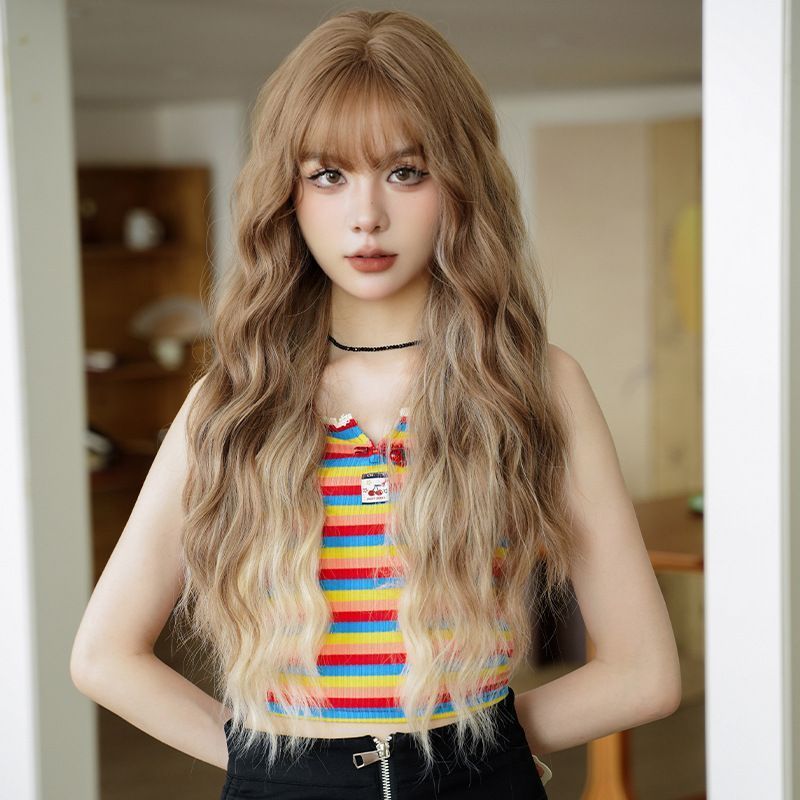 ウィッグ 巻き毛 ウェーブ フルウィッグ かつら グラデーション ロング バレない うねり髪 レディース コスプレ 髪 かみ 女性 自然 おしゃれ 分け目 韓国 普段 かわいい 可愛い 医療用ウィッグ qijie 91