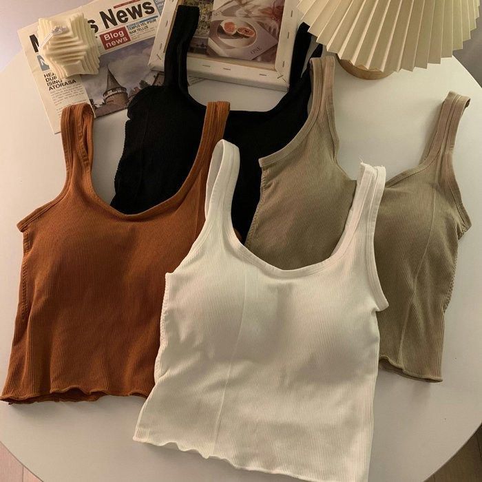 ブラトップ キャミソール 無地 パッド付インナー カップ付きキャミソール インナー 下着 ブラキャミ ノンワイヤーブラ タンクトップ シンプル おしゃれ 女性 aodaiya 22 DZ 30