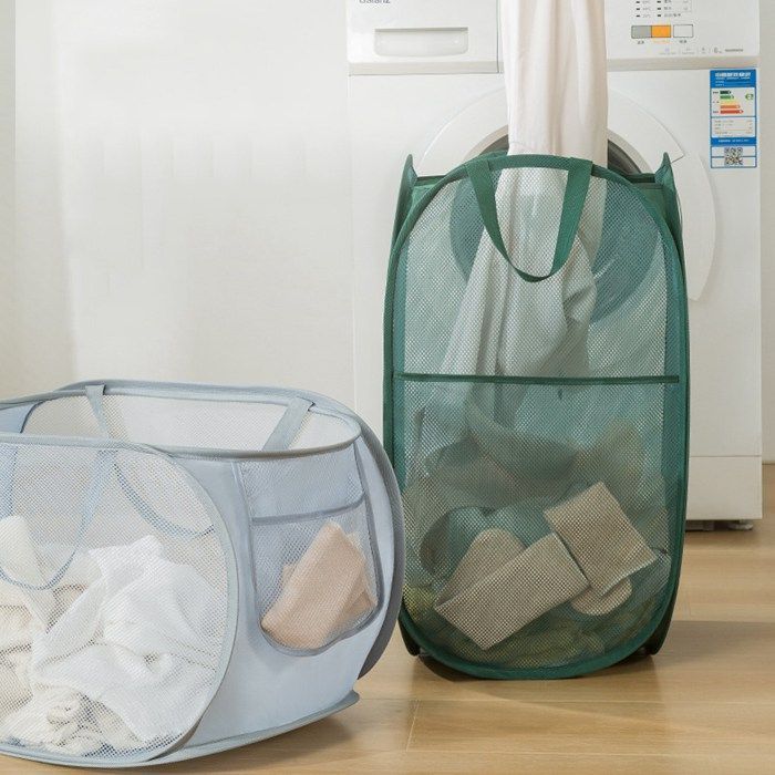 ランドリーバスケット メッシュ 折りたたみ 折り畳み式 洗濯カゴ 洗濯かご 衣類収納 撥水 荷物入れ おしゃれ コンパクト シンプル 省スペース 大容量 yrry 01