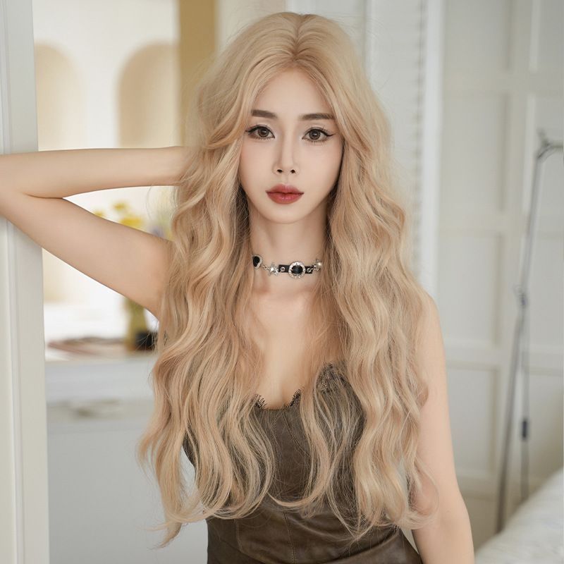 ウェーブ フルウィッグ ウィッグ かつら 巻き毛 うねり髪 レディース ハイトーン 髪 かみ ロング かわいい 女性 バレない 自然 おしゃれ 分け目 韓国 普段 可愛い 医療用ウィッグ qijie 71