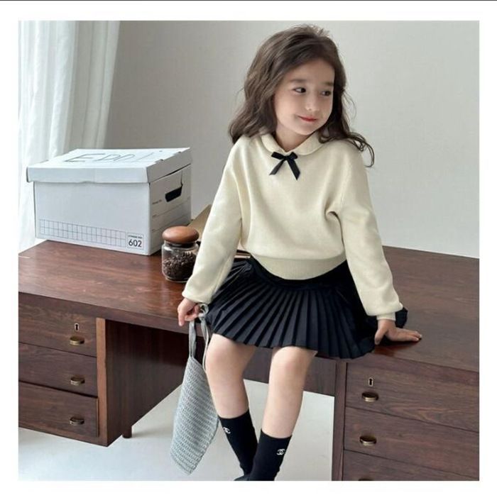 子供 子供服 ニット セーター トップス キッズ服 女の子 秋服 秋物 秋冬 長袖 かわいい リポン フォーマル 可愛い 暖かい 発表会 卒園式 保育園 ギフト プレゼント xzxiaoyun 140