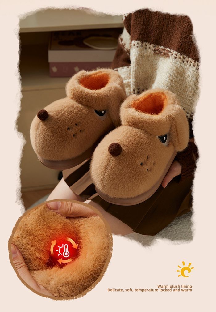 ルームシューズ スリッパ レディース メンズ 冬用 あったか 犬の形 可愛い 室内履き 厚手 滑り止め 部屋履き 靴 もこもこ シューズ 洗える 履きやすい お祝い プレゼント ギフト ふわふわ 保温 防寒 qdxc 05