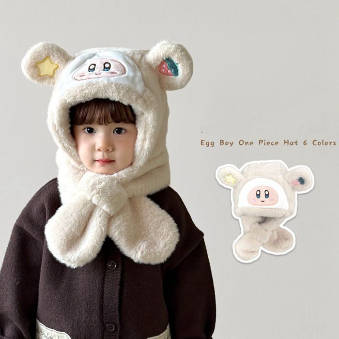 キッズ帽子 マフラー 一体型 キッズ 子供 男の子 女の子 可愛い 耳付き ふわふわ 防寒 一体型帽子 ボア マフラー付き もこもこ シンプル 暖かい 秋冬 プレゼント 韓国風 qiunan 38