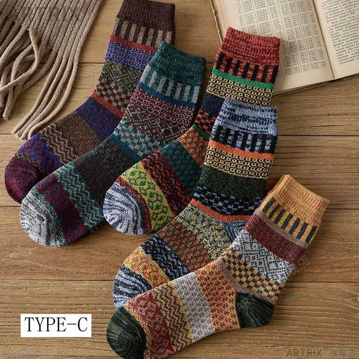  靴下 メンズ 冬 あったか ソックス 中厚手 5足セット メンズソックス ノルディック柄 民族柄 おしゃれ 男性用 くつした 暖かい靴下 防寒 吸汗 紳士 ビジネス スポーツ くつ下 冬用 jindao 01 ソックス レッグウェア