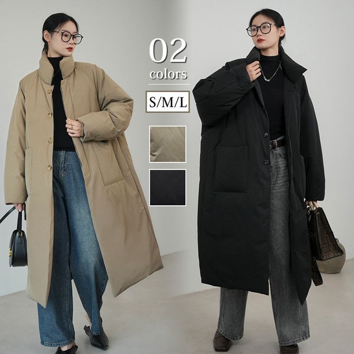 ベンチコート スタンドカラー ロングコート 中綿コート アウター レディース キルティング 立襟 中綿 前開き ジップアップ 防寒 防風 通勤 通学 大人可愛い シンプル カジュアル afx 04 DZ 20