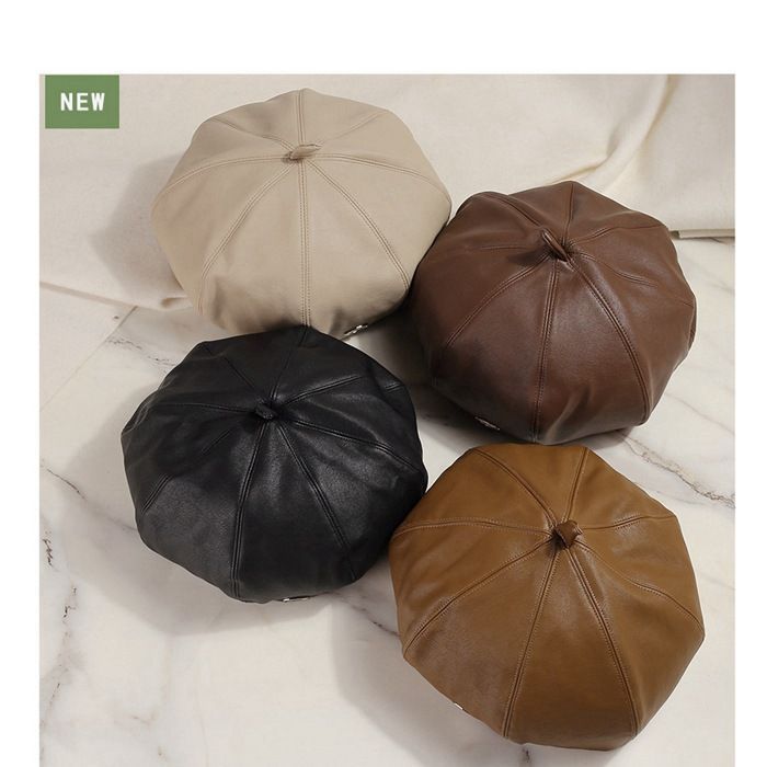 ベレー帽 レディース 帽子 PUレザー 秋 冬 無地 ぼうしハット フェイクレザー 合皮 お洒落 キレイ かわいい ベレー ゆったり キレイにかぶれる ファッション小物 ギフト プレゼント 贈り物 jiuce 236